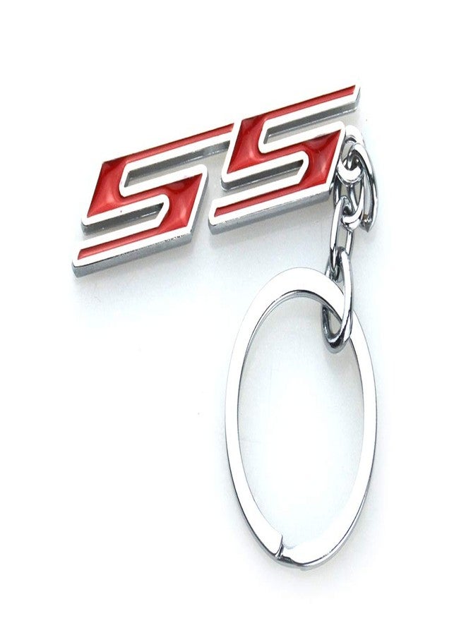 Aimoll 1pc Chrome Finish Super Sport SS Key Chain Fob Ring Keychain for Chevrolet Chevy (Chrome Red) - Image 1